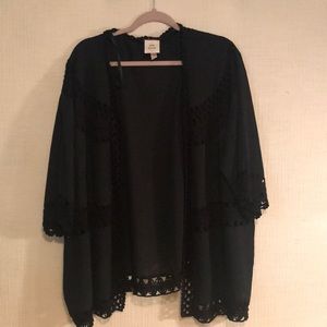 Black throw over blouse